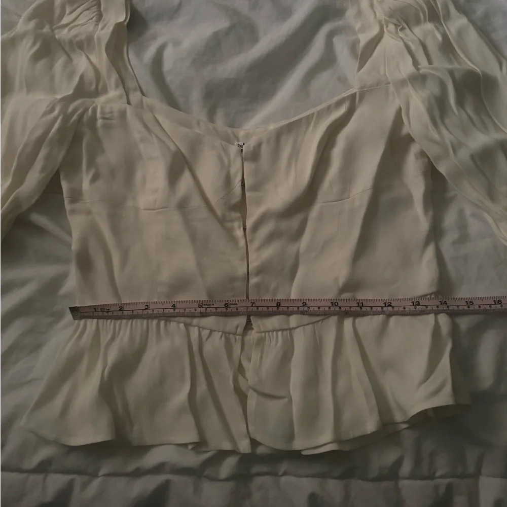 Reformation Cream Peplum Puff Sleeve Blouse